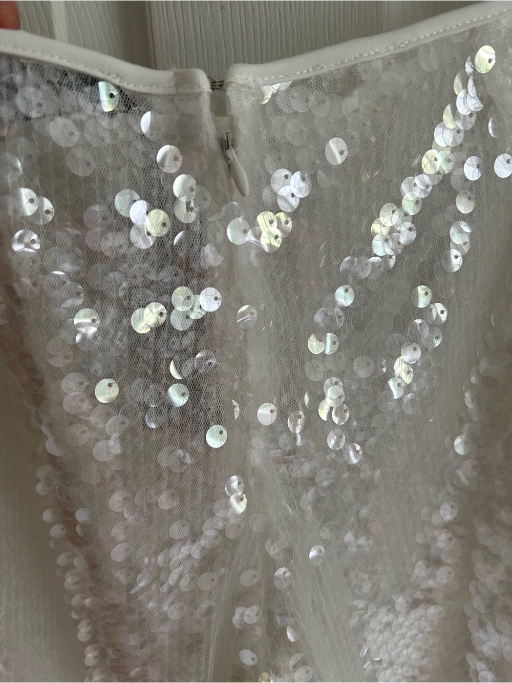 NWT White Fox Boutique Ivory Sequin Wide-Leg Pants - Picture 3 of 4